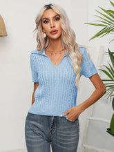 Load image into Gallery viewer, Women&#39;s Twist Lapel Short-sleeved Sweater  -  giraffly
