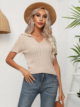 Load image into Gallery viewer, Women&#39;s Twist Lapel Short-sleeved Sweater  -  giraffly
