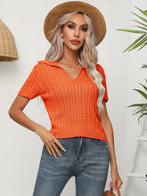 Load image into Gallery viewer, Women&#39;s Twist Lapel Short-sleeved Sweater  -  giraffly
