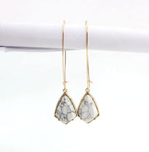 Load image into Gallery viewer, Ear Hook Turquoise And White Turquoise Geometric Earrings  -  giraffly
