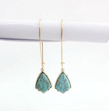 Load image into Gallery viewer, Ear Hook Turquoise And White Turquoise Geometric Earrings  -  giraffly
